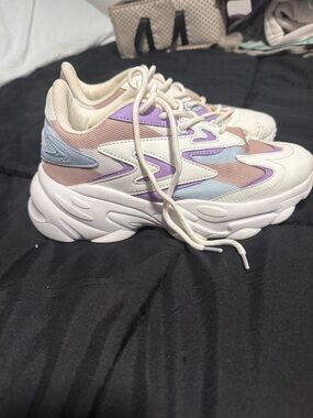 Cape Robbin Pastel Platform Sneakers - White, Lilac & Light Blue